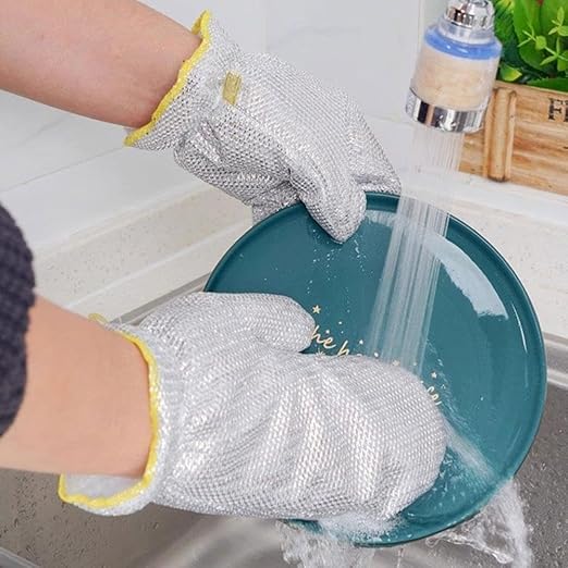 Wire Dishwashing Glove Stainless Steel Scrubber Mitt for Tools pack of 2