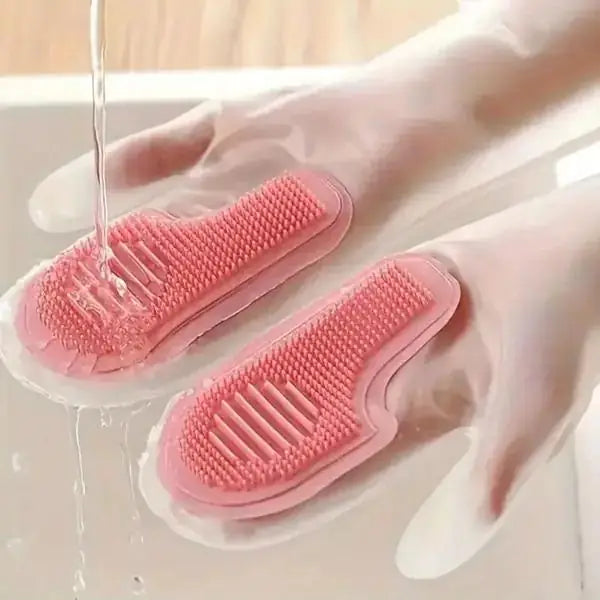 Silicone Dishwashing Glove Pair( random color)