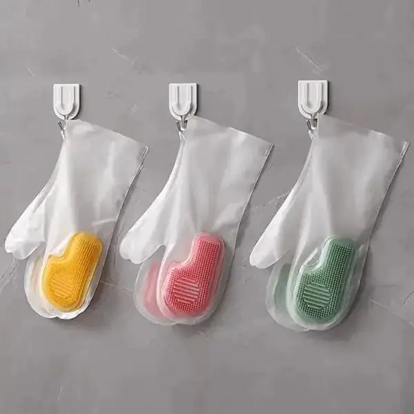 Silicone Dishwashing Glove Pair( random color)