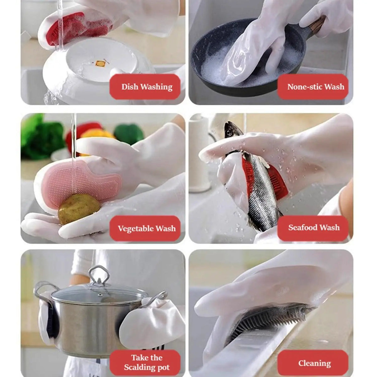 Silicone Dishwashing Glove Pair( random color)