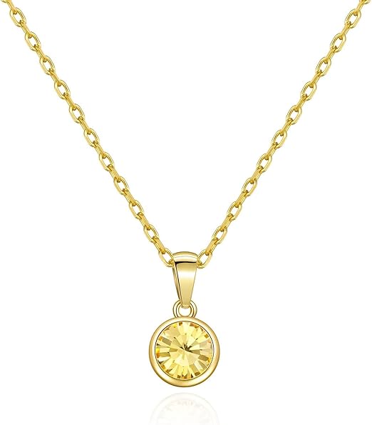 SIM-Citrine (Yellow) Birthstone Pendant with gold plated chain included