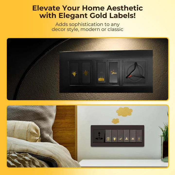 Black & Gold Switch Stickers Set Of 300