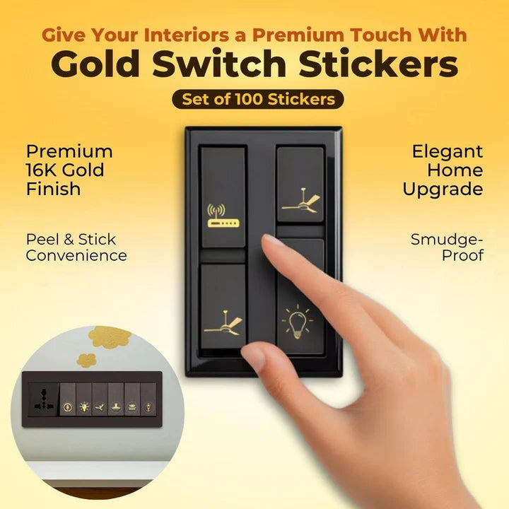 Black & Gold Switch Stickers Set Of 100