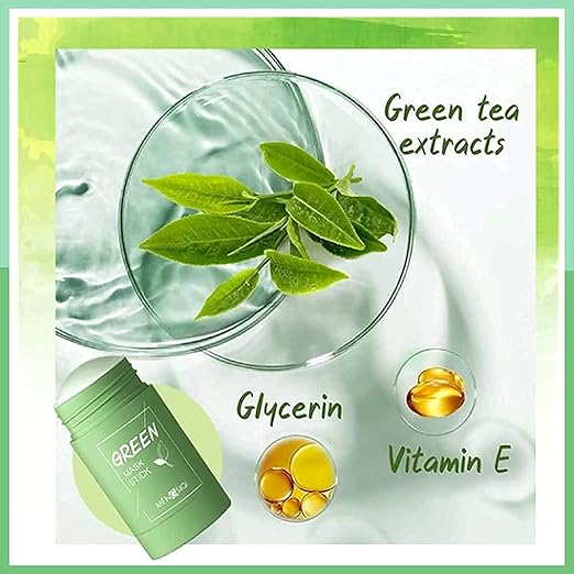 Green Tea Cleansing Clay Stick Face Mask – Blackhead Remover & Deep Pore Cleansing Stick for Oily Skin pack of 1