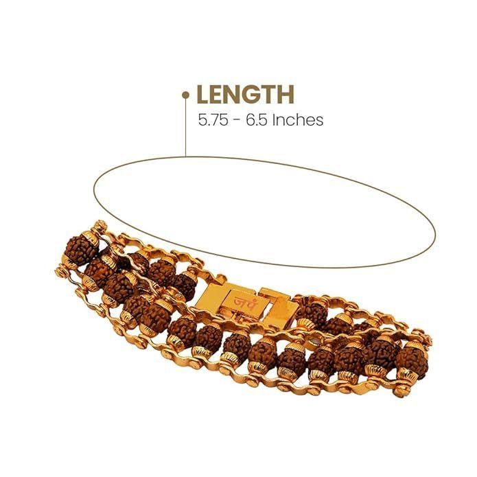 Genuine Paanch Mukhi Modern Rudraksha Bracelet With Gold Plating (Pack of 2)
