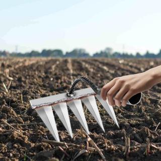 Handheld Garden Rake for Soil Cultivation and Weeding, 5 Tines