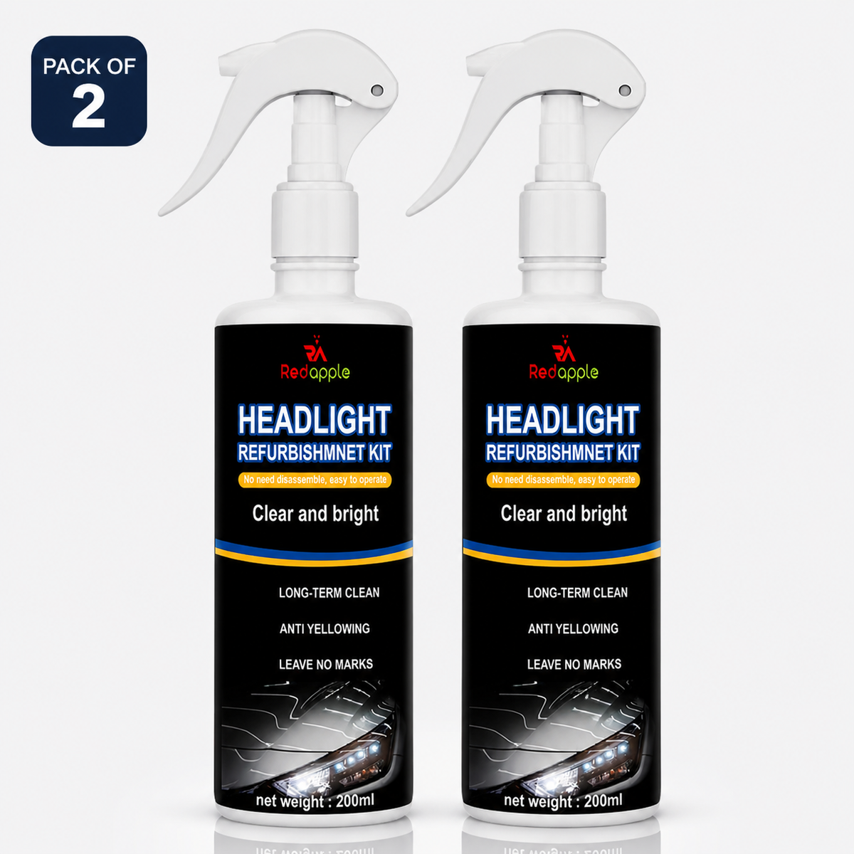 Headlight Refurbishment Kit 200 ml pack of 2