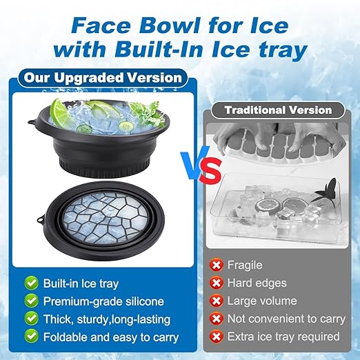 Collapsible Silicone Facial Ice Bath Bowl for Easy Storage & Carrying(pack of 1)