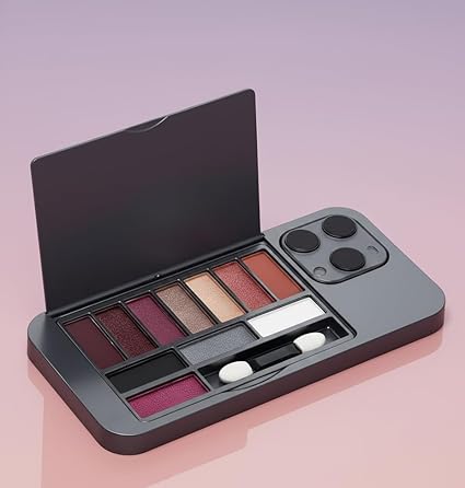 Phone-Shaped Eyeshadow Palette 12 High-Pigment Colors with Shimmer & Matte Finishes