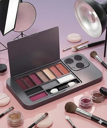 Phone-Shaped Eyeshadow Palette 12 High-Pigment Colors with Shimmer & Matte Finishes
