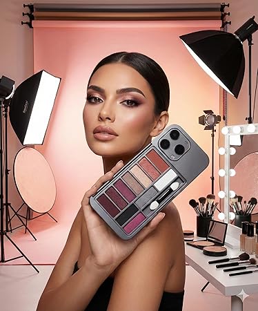 Phone-Shaped Eyeshadow Palette 12 High-Pigment Colors with Shimmer & Matte Finishes