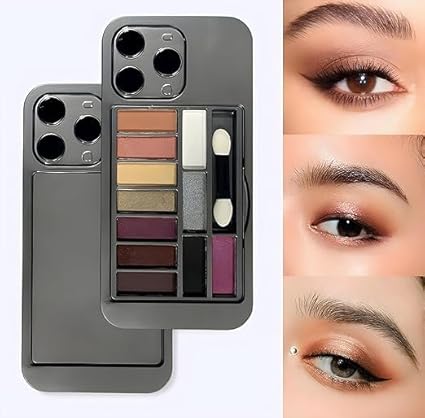 Phone-Shaped Eyeshadow Palette 12 High-Pigment Colors with Shimmer & Matte Finishes