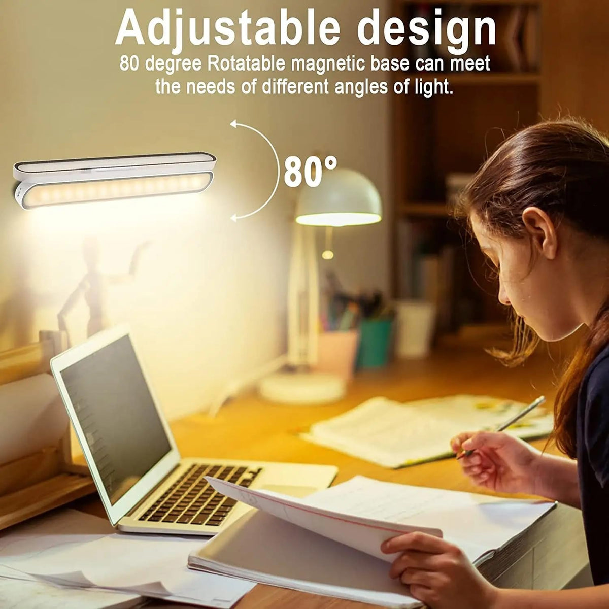 LED Rechargeable Magnetic Cabinet Light with Touch Control & 3 Color Modes | 2000mAh Battery, Dimming, 80° Adjustable | USB-C Wireless Light Bar for Wardrobe, Desk | Multicolor | (Pack of 1)