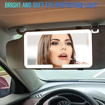 HanGlow Car Vanity Mirror With Lights Makeup Mirror with 3 Light Modes