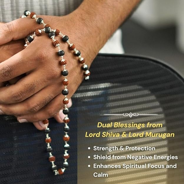 Original Karungali Mala with Natural Ebony Wood & Rudraksha