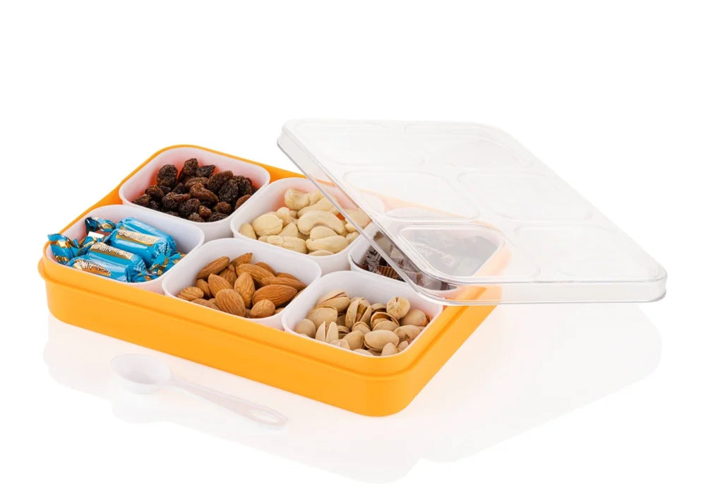 1800 ml 6-in-1 Masala Box for Kitchen with spoon(random color)