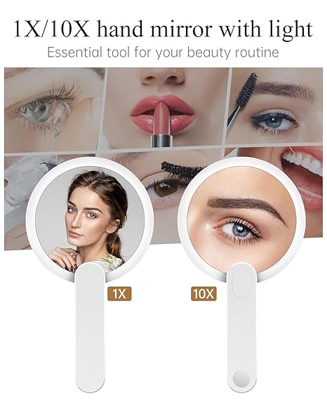 Travel Mirror Travel Makeup Mirror Handheld Mirror with Light Vanity Light