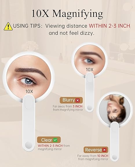 Travel Mirror Travel Makeup Mirror Handheld Mirror with Light Vanity Light