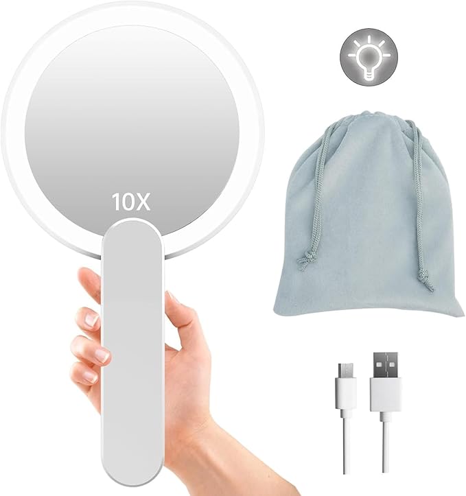 Travel Mirror Travel Makeup Mirror Handheld Mirror with Light Vanity Light