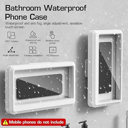 Waterproof Bathroom Wall Mount Phone Holder Case 360° Rotatable