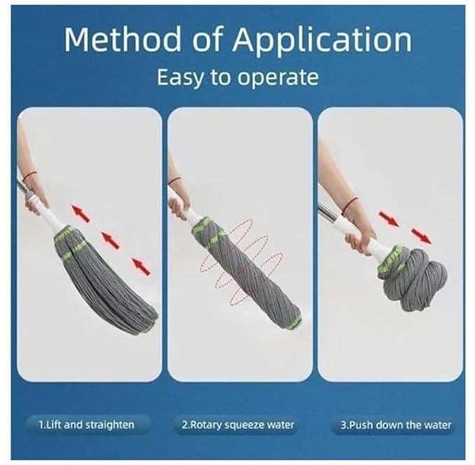 Microfiber Twist Mop for Floor Cleaning, Squeeze Twist Mop Stick, Durable Dust Easy to Use Floor Cleaner, Effective for Hardwood, Tile, and Laminate