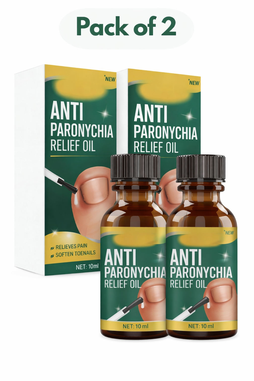 Anti Paronychia Relief Oil, 10mleach, Natural Nail Treatment pack of 2