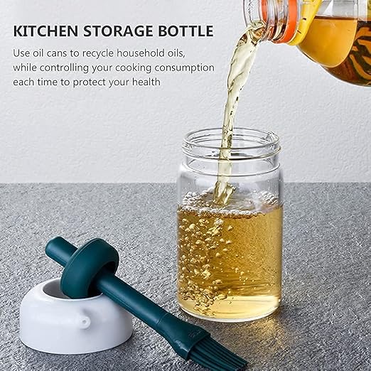 250 ml 2 In 1 Glass Oil Dispenser Bottle With Silicone Oil Brush