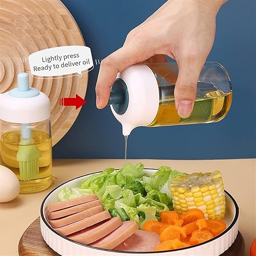 250 ml 2 In 1 Glass Oil Dispenser Bottle With Silicone Oil Brush