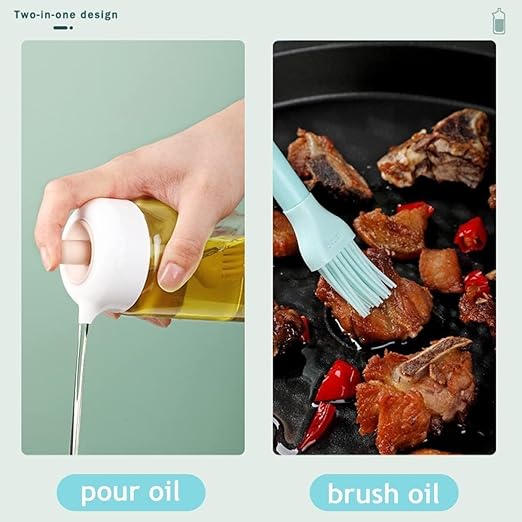 250 ml 2 In 1 Glass Oil Dispenser Bottle With Silicone Oil Brush