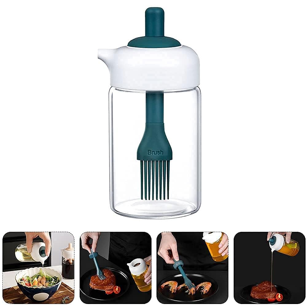 250 ml 2 In 1 Glass Oil Dispenser Bottle With Silicone Oil Brush