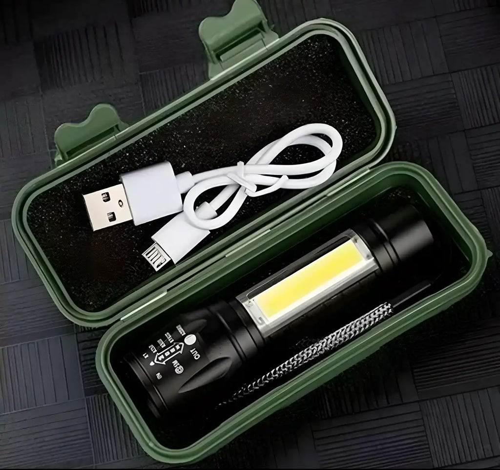 Mini Portable XPE + COB LED Tactical Flashlight