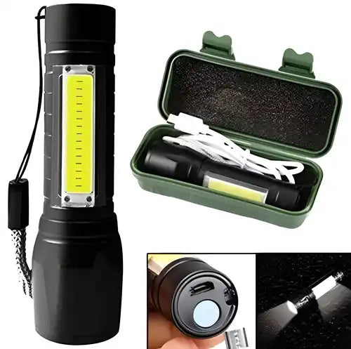 Mini Portable XPE + COB LED Tactical Flashlight