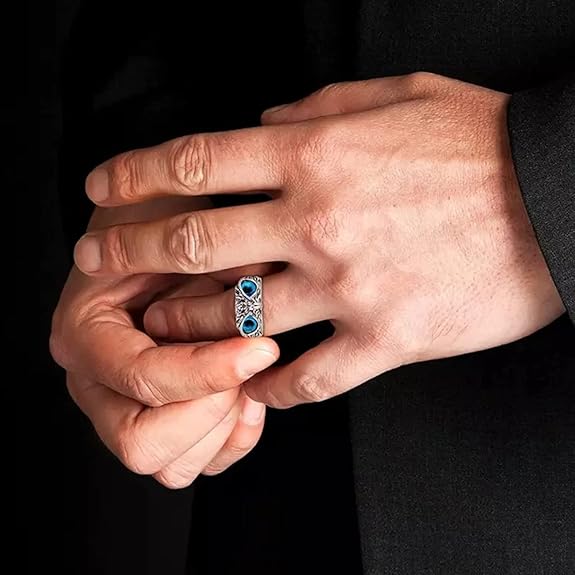 Owl Ring in blue color