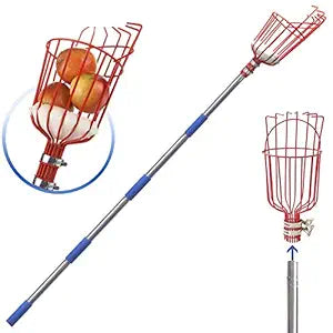 Foot Fruit Picker Tool with Stainless Steel Connecting Pole