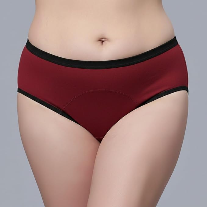 Women’s Period Panties – Leakproof High Absorbency Menstrual Underwear, Soft Cotton Stretch Briefs for Heavy & Light Flow (Combo of 3)(random color)