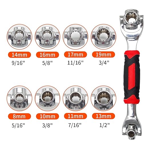 Multifunction Wrench Tool with 360 Degree Rotating Head, Magnetic Spanner Tool for Home and Car Repair Tool Works