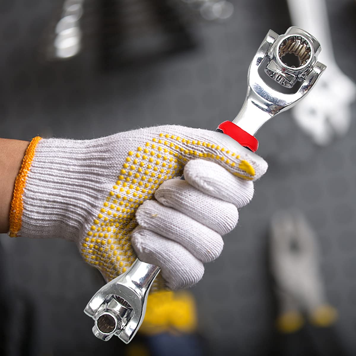 Multifunction Wrench Tool with 360 Degree Rotating Head, Magnetic Spanner Tool for Home and Car Repair Tool Works