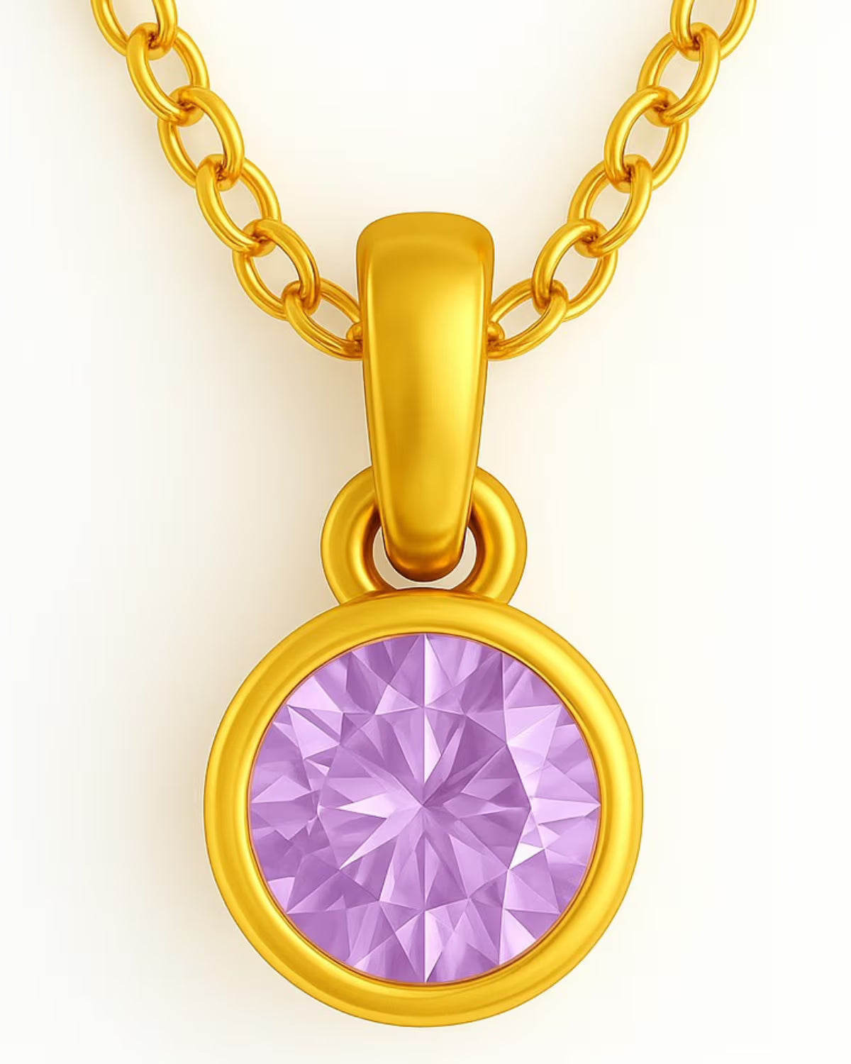 SIM-Tourmaline (Pink) Birthstone Pendant with gold plated chain included