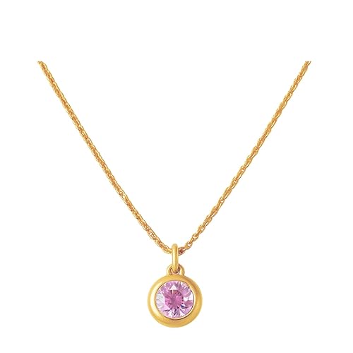 SIM-Tourmaline (Pink) Birthstone Pendant with gold plated chain included
