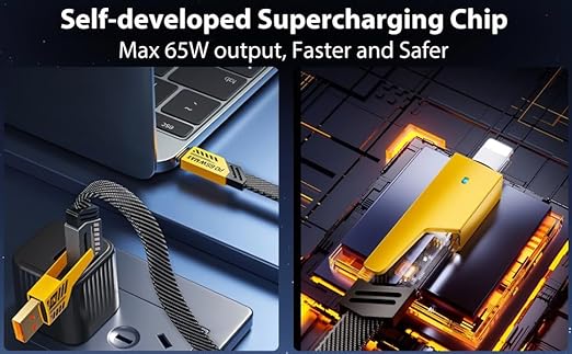 USB C Cable Lightening Cable [65W 4 in 1 Charging Cable, 1 Mtr] Flat Braided USB C Charger Cord with Data Transfer