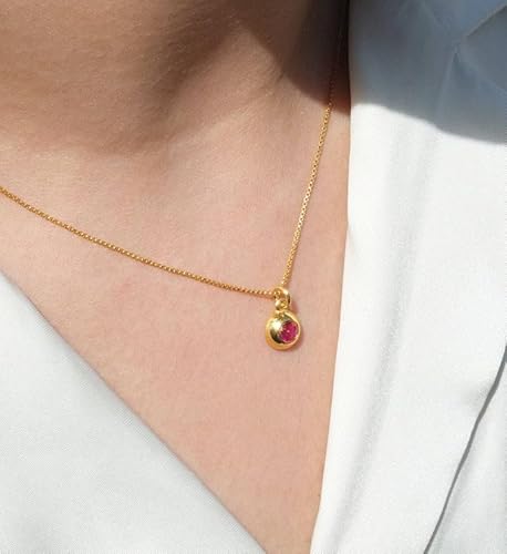 Garnet (Red) Birthstone Pendant with gold plated chain
