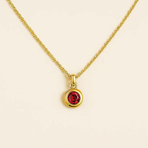Garnet (Red) Birthstone Pendant with gold plated chain