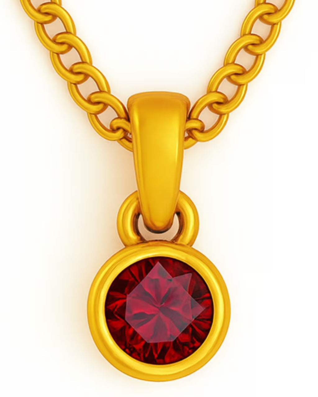 Garnet (Red) Birthstone Pendant with gold plated chain