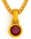 Garnet (Red) Birthstone Pendant with gold plated chain