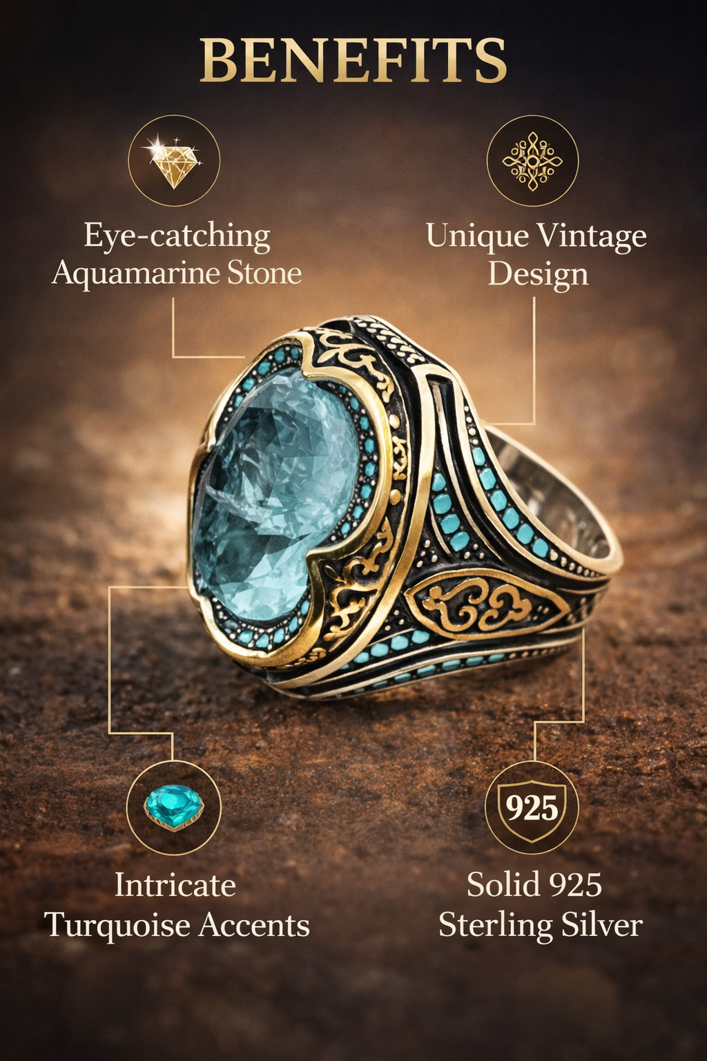 Turkish cubic Blue Ring