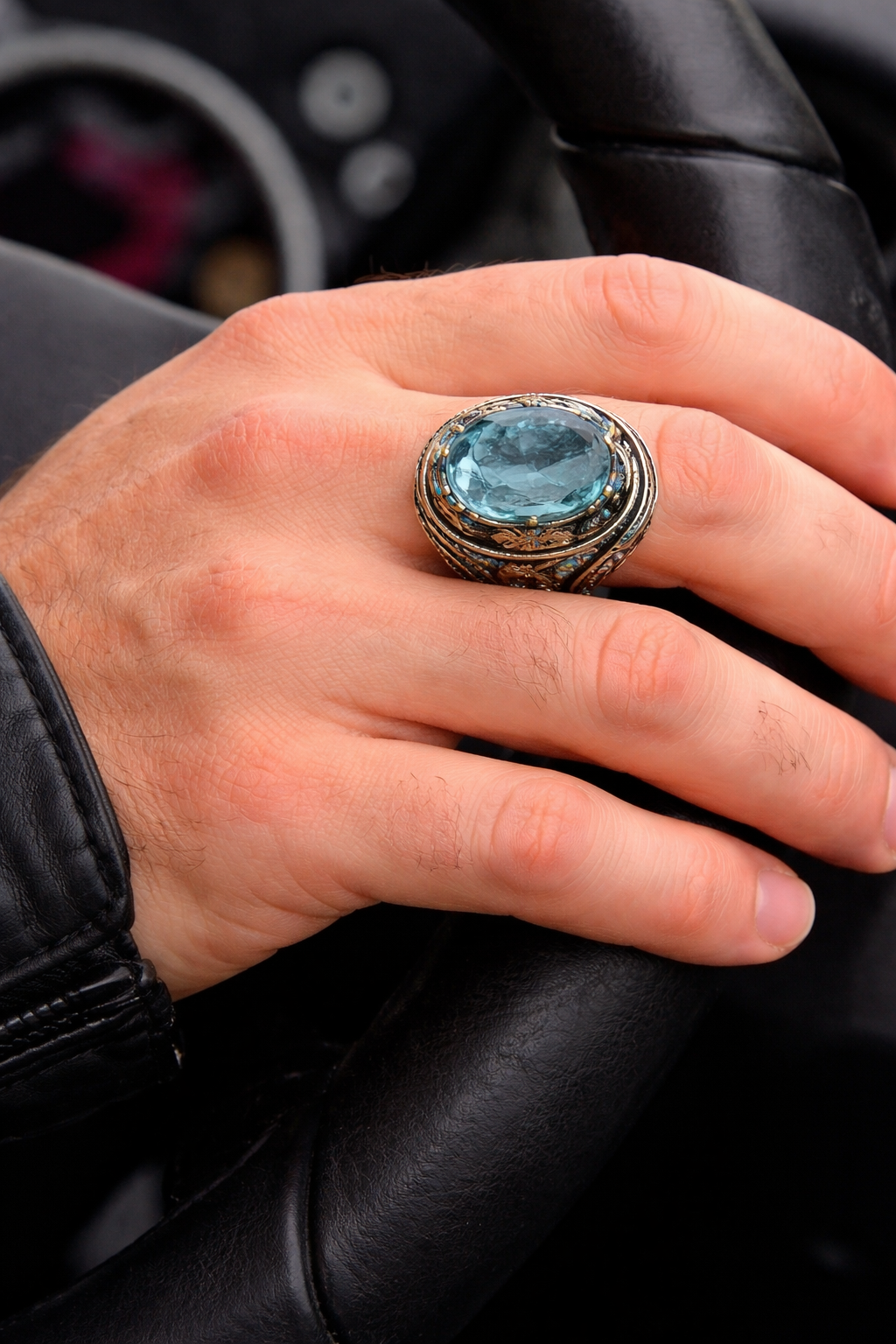 Turkish cubic Blue Ring