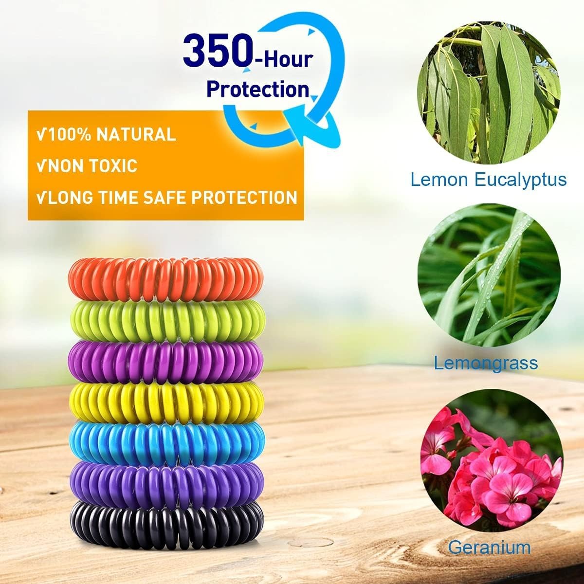 1 piece of Mosquito Ring Repellent Bracelets Bands stretchy and waterproof (random colour)