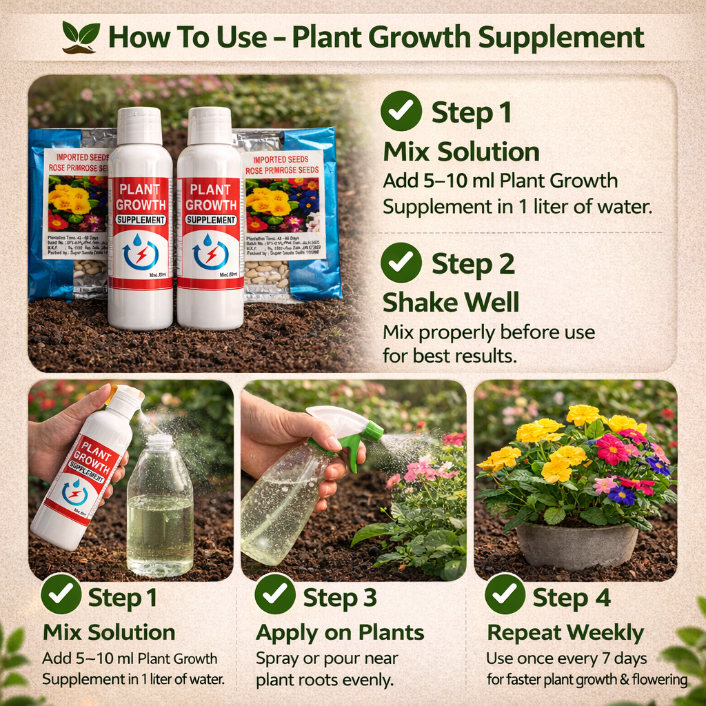 Rose flower seeds AND PLANT GROWTH SUPPLEMENTS (pack of 2)