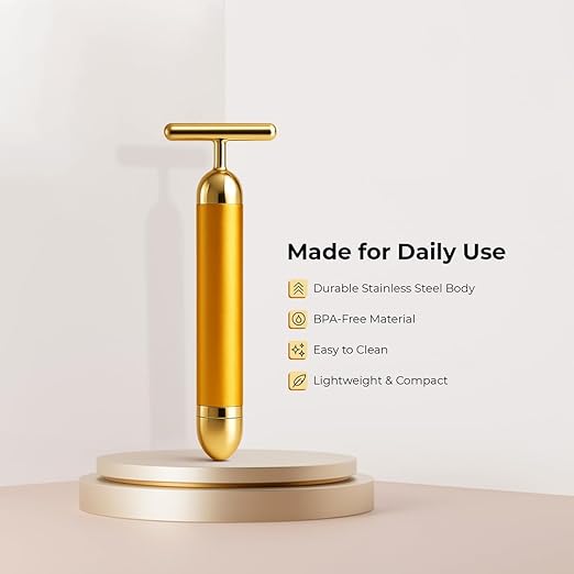 Vibrating Facial Roller for Skin Tightening and Lifting, Anti-Ageing Beauty Tool for Women and Men
