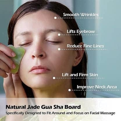 Hanglow Facial Massager Jade Roller & Gua Sha Tool Natural Himalayan Stone for Face Neck Healing Skin Wrinkles & Serum Application (Copy)